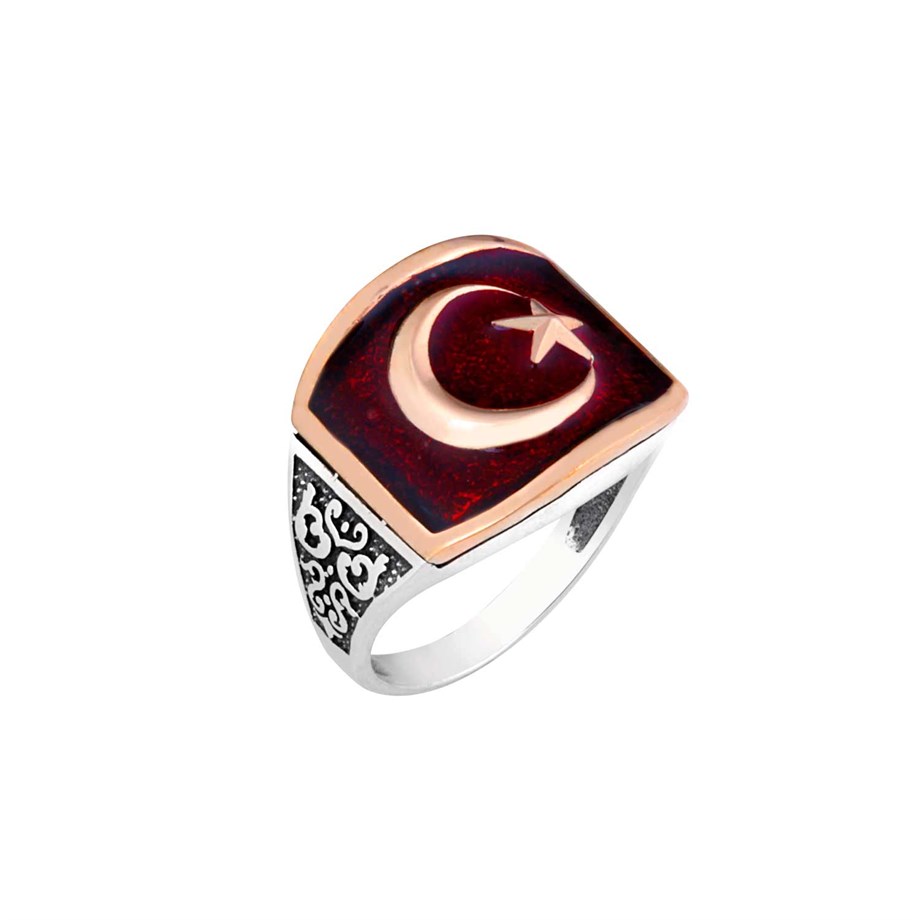 Ay Yıldız Erkek Gümüş Yüzük 22