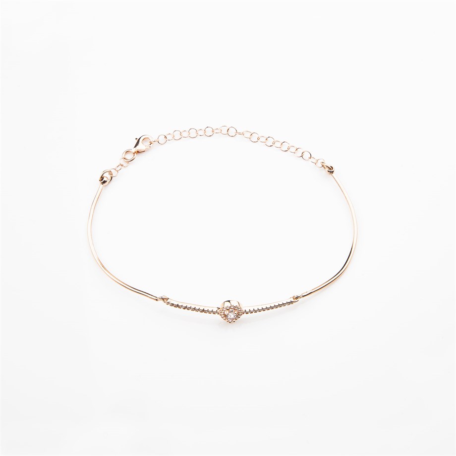 Damla Rose Gold Gümüş Kadın Bileklik