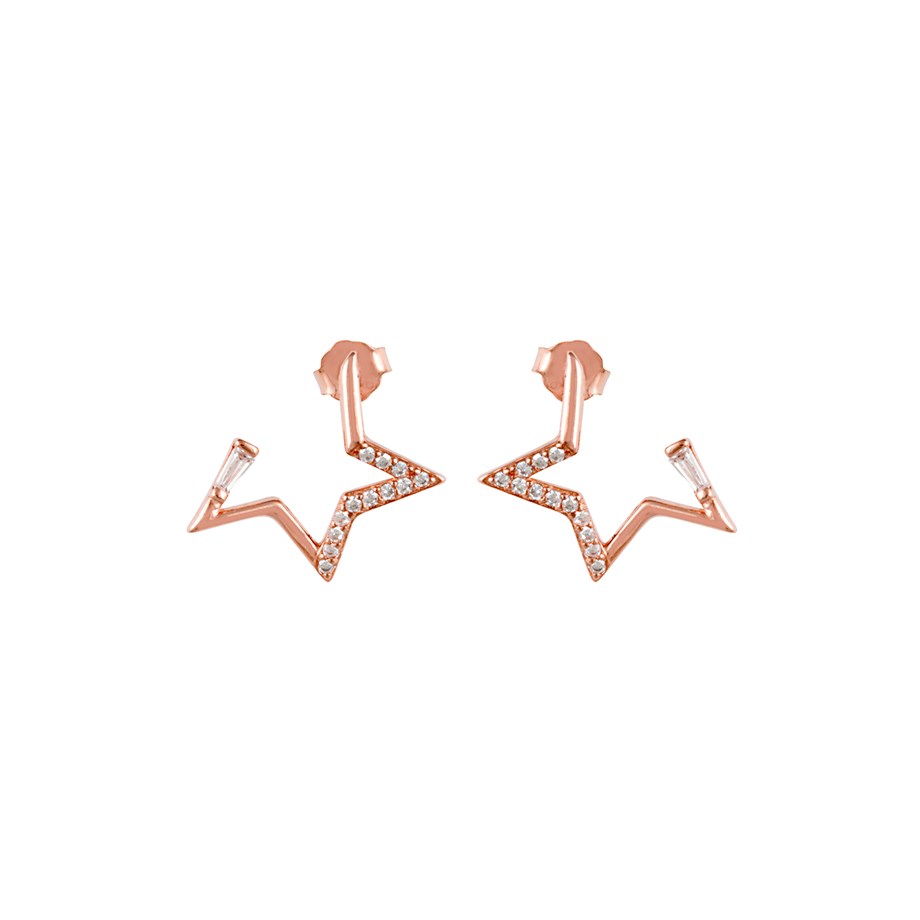 Rose Gold Yıldız Gümüş Kadın Küpe