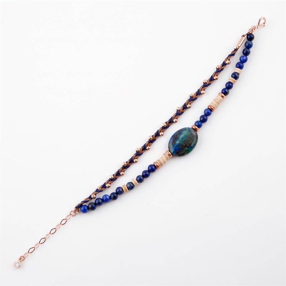 Lapis Lazuli Taşlı Kadın Gümüş Bileklik