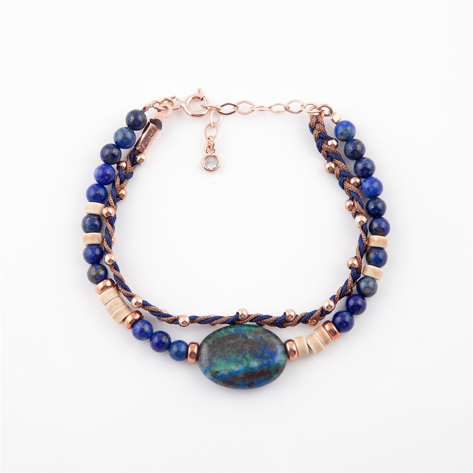 Lapis Lazuli Taşlı Kadın Gümüş Bileklik