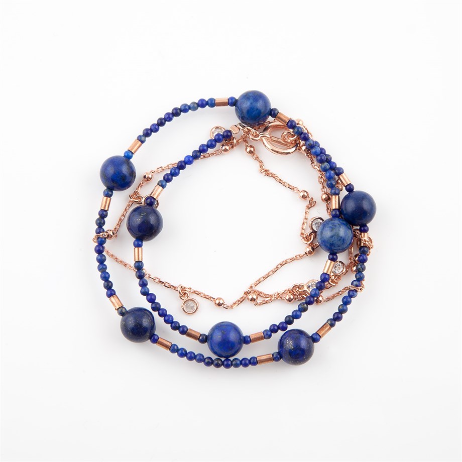 Lapis Lazuli Taşlı Kadın Gümüş Bileklik
