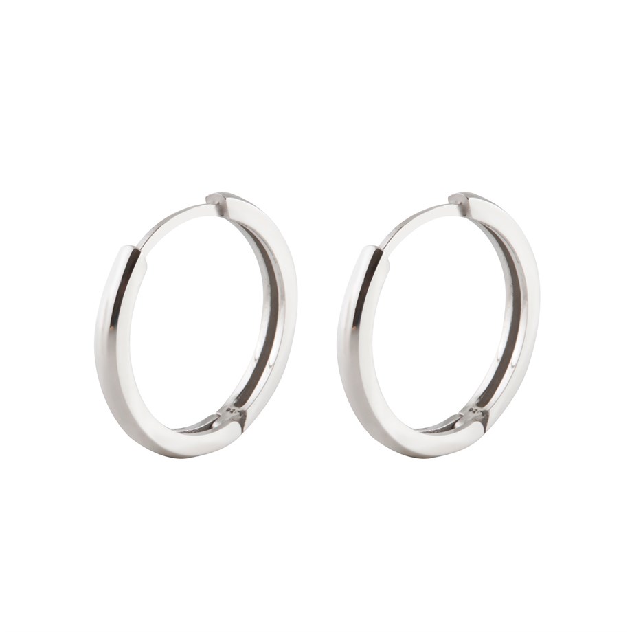 Taşsız 17 mm Tasarımlı Gümüş Halka Küpe