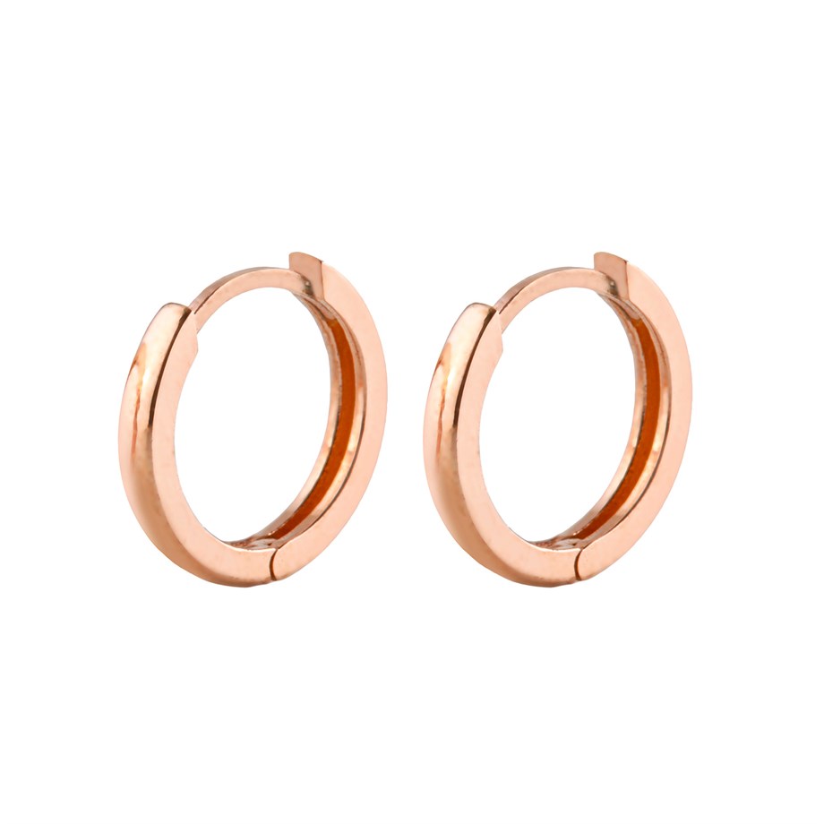 Roze Rengi Taşsız 13 mm Tasarımlı Gümüş Halka Küpe