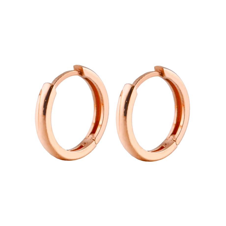 Roze Rengi Taşsız 15 mm Tasarımlı Gümüş Halka Küpe