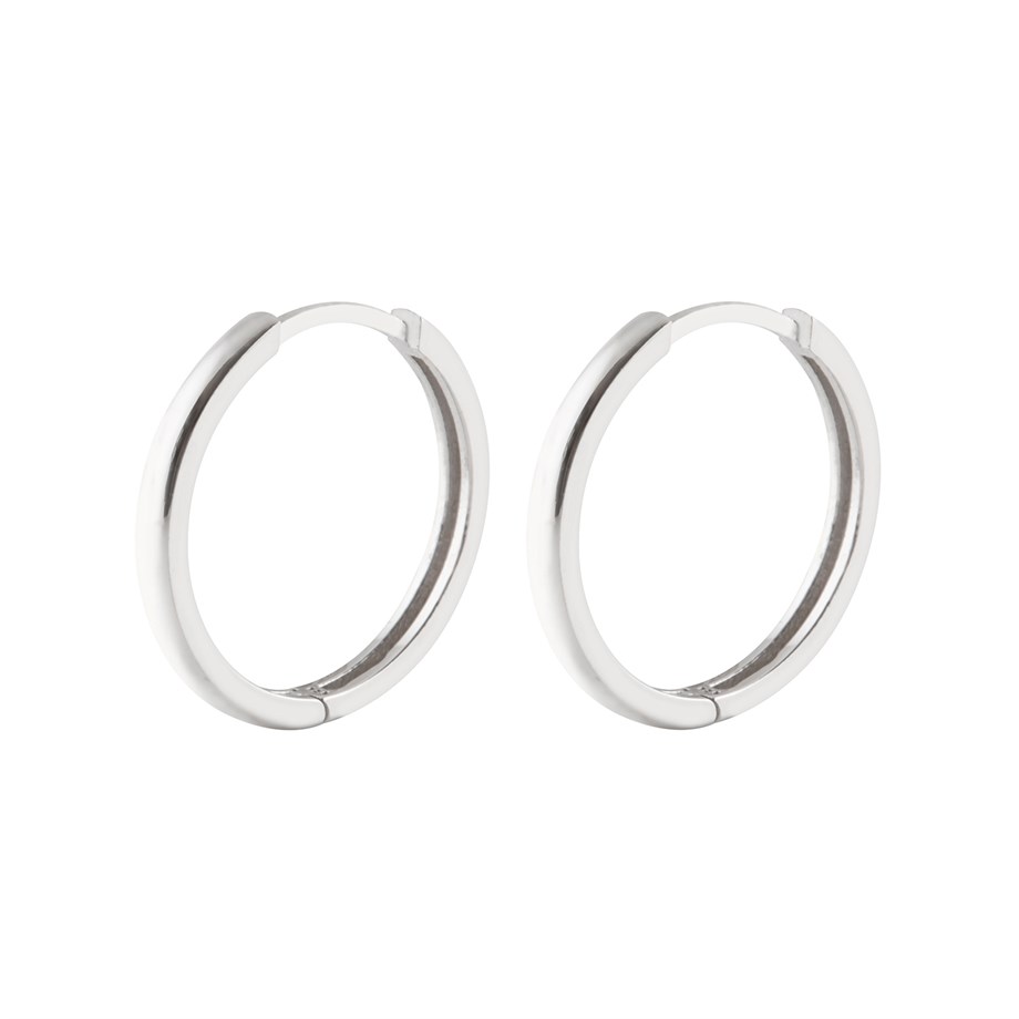 Taşsız 19 mm Tasarımlı Gümüş Halka Küpe