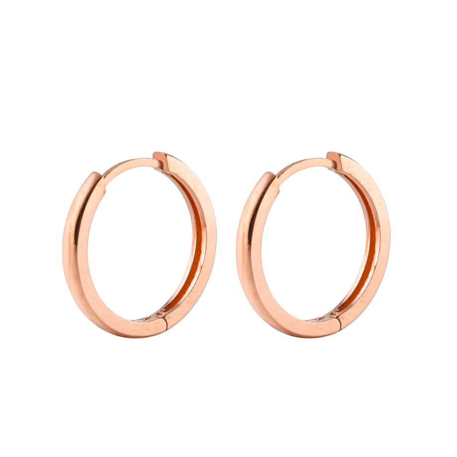 Roze Rengi Taşsız 17 mm Tasarımlı Gümüş Halka Küpe