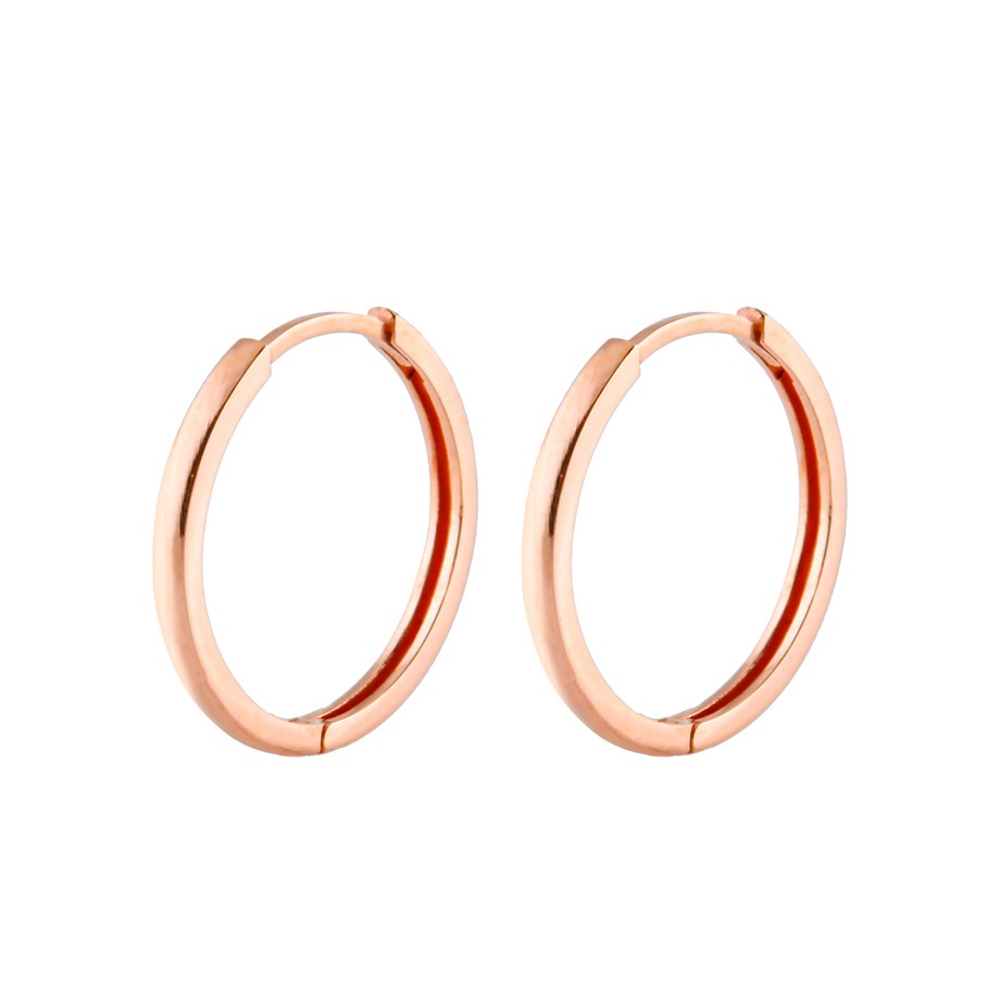 Roze Rengi Taşsız 21 mm Tasarımlı Gümüş Halka Küpe
