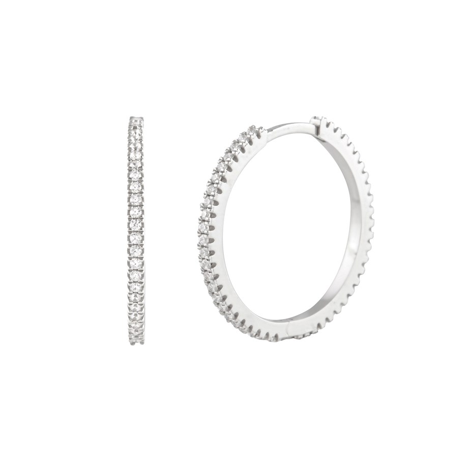 Zirkon Taşlı 20 mm Gümüş Halka Küpe