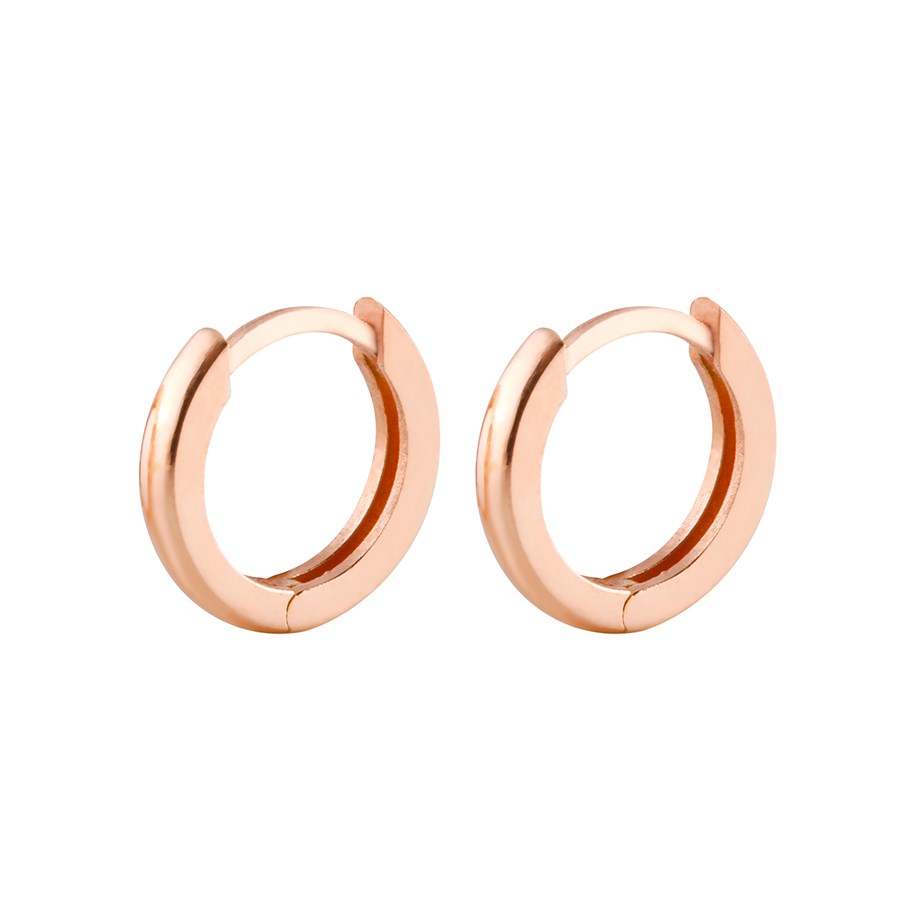 Roze Rengi Taşsız 11 mm Tasarımlı Gümüş Halka Küpe