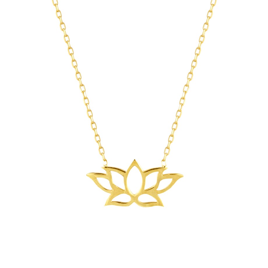 Sarı Lotus Çiçeği Gümüş Kolye
