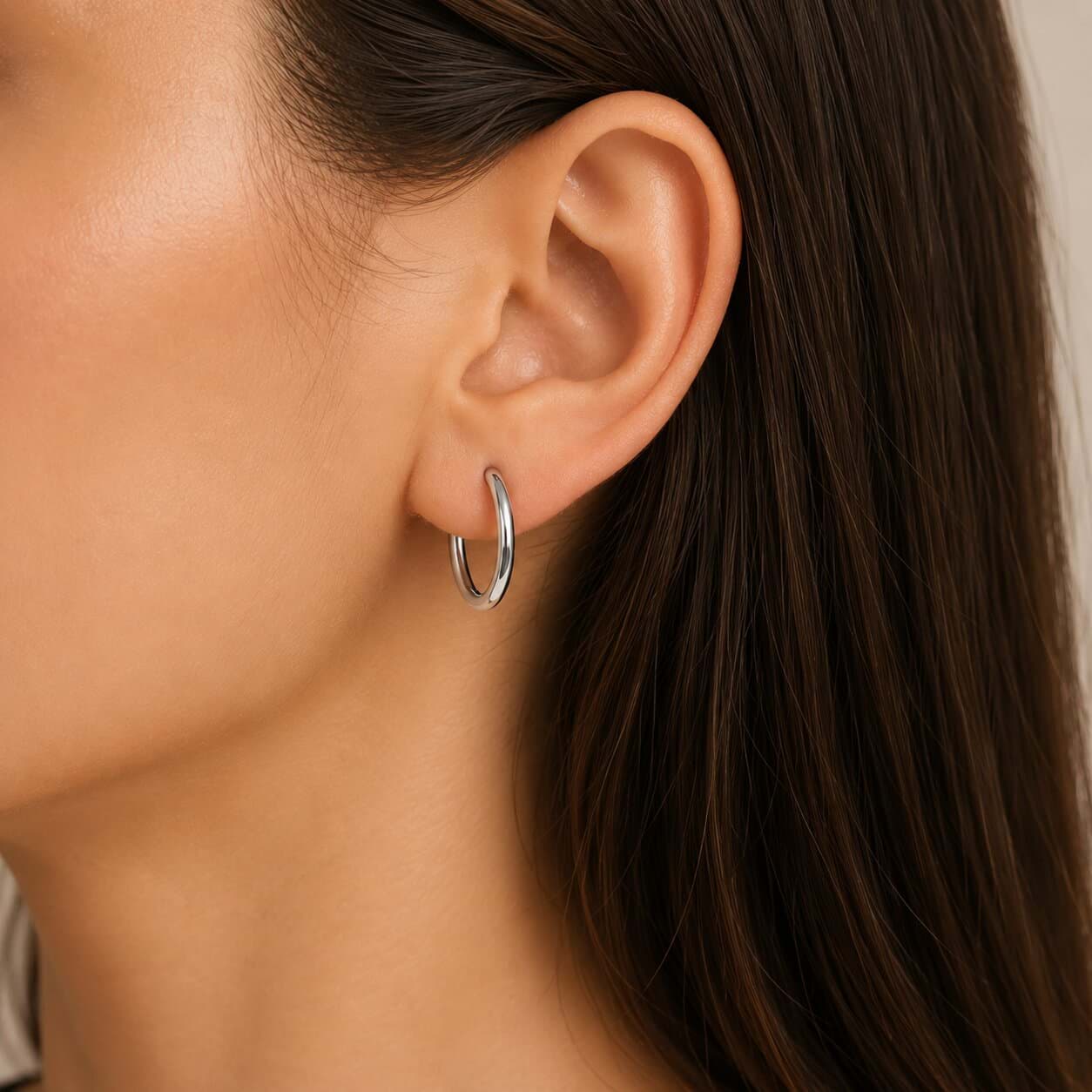 925 Ayar Gümüş Taşsız 21 mm Halka Küpe