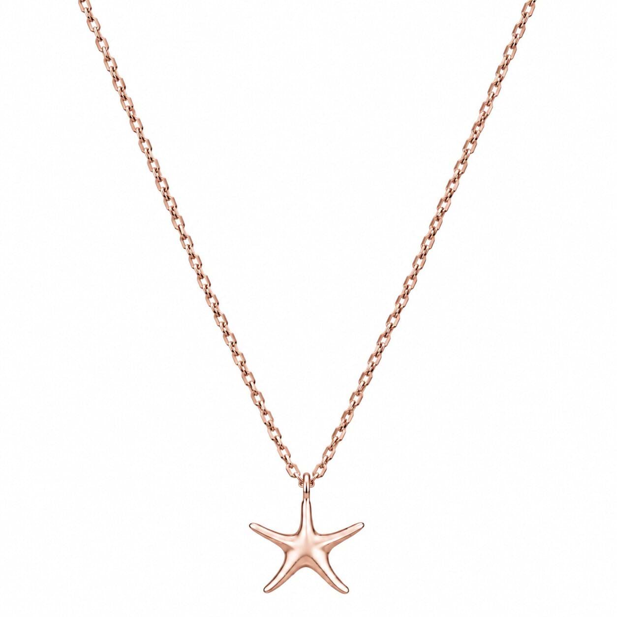 925 Ayar Gümüş Rose Gold Deniz Yıldızı Figürlü Kadın Kolye